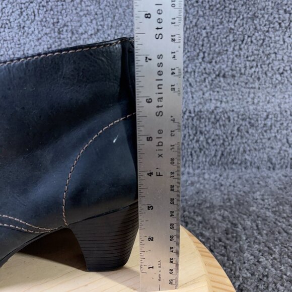 Clarks Boots Bergen Womens Size 11 Leather Black Lace Up Block Heel Ankle Bootie - Picture 5 of 10
